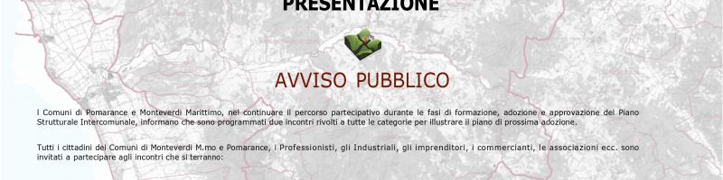 AVVISO PUBBLICO: PRESENTAZIONE NUOVO PIANO STRUTTURALE INTERCOMUNALE